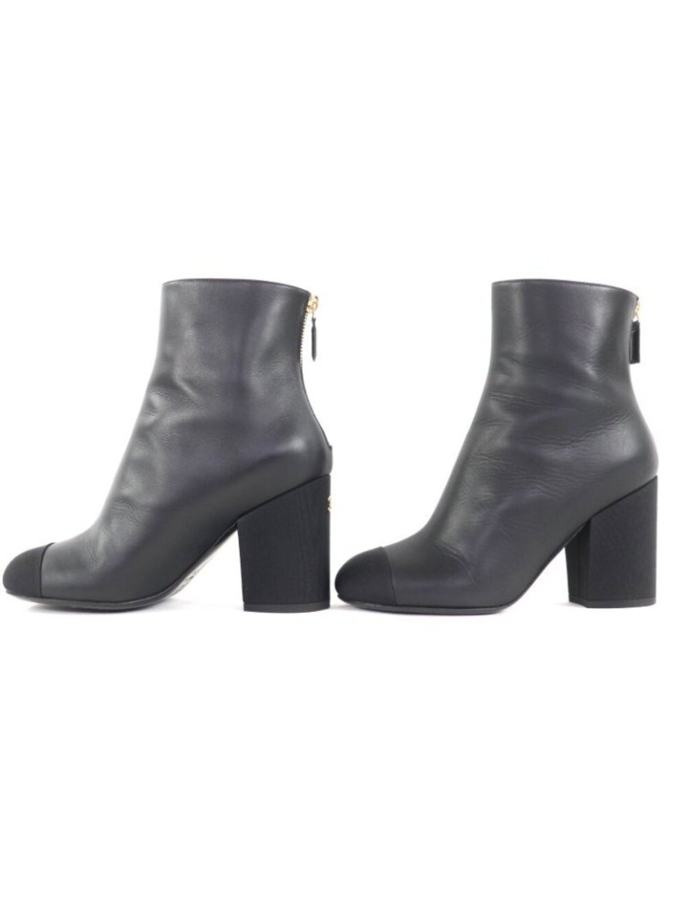 Chanel 22K Coco Mark Leather Ankle Boots with Gold Hardware Black 36 - Picture 4 of 15